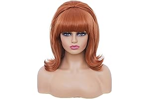 Short Fox Red Wig with Bang Retro Bouffant Beehive Wigs fits 80s...