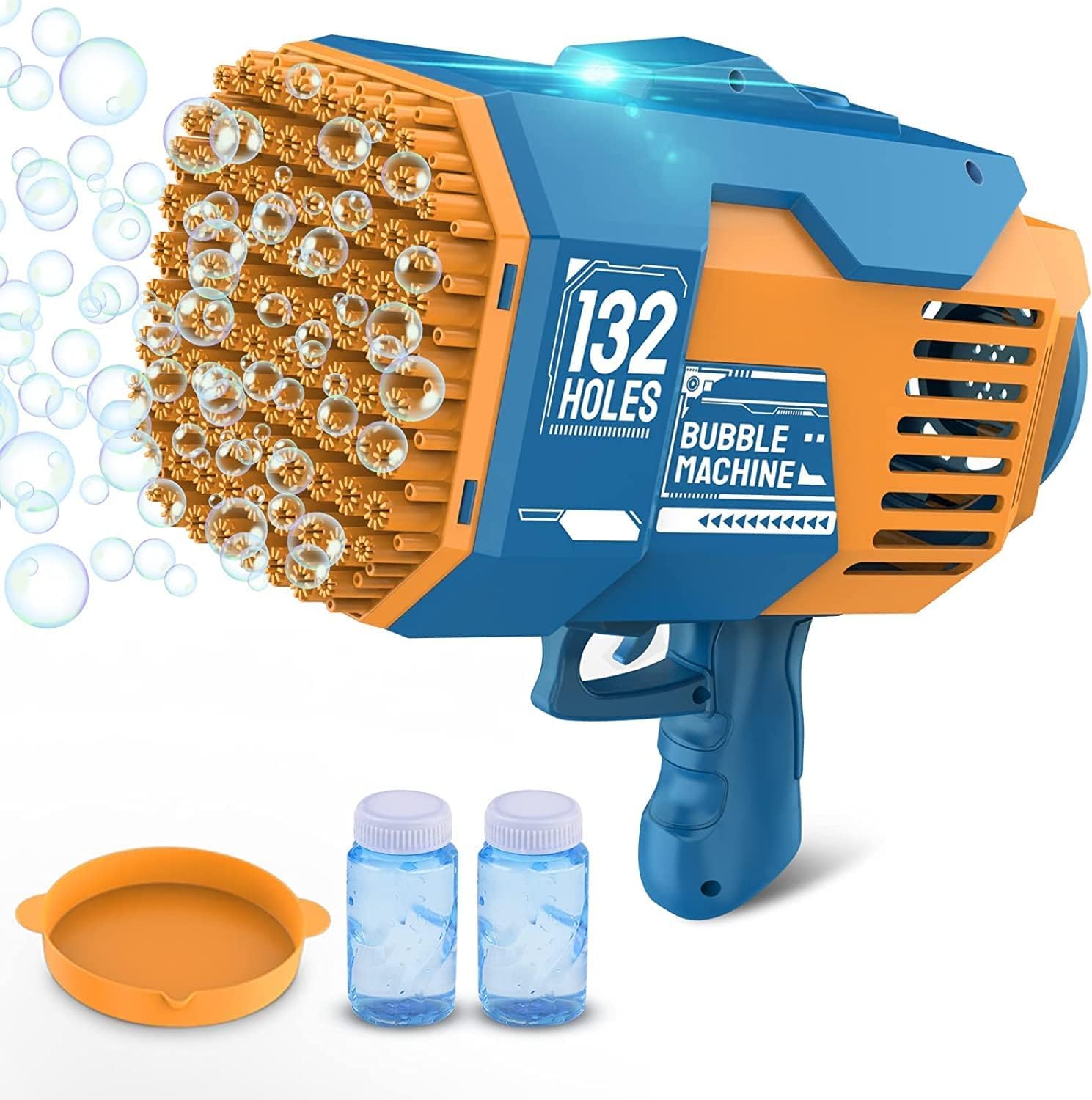 TOY GARDEN Upgraded 132-Hole Bubble Gun Machine – Rocket Launcher Bubble Blower Toy with Colorful Lights, Big Bubble Maker for Kids, Outdoor & Indoor Fun