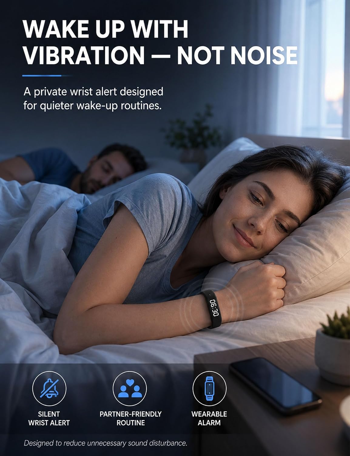 Vibrating Silent Alarm Wrist Watch Heavy Sleepers (Black2) | Vibration Alert, Silent Alarm, Wrist Wear, Heavy Sleeper Use, Quiet Wake-Up