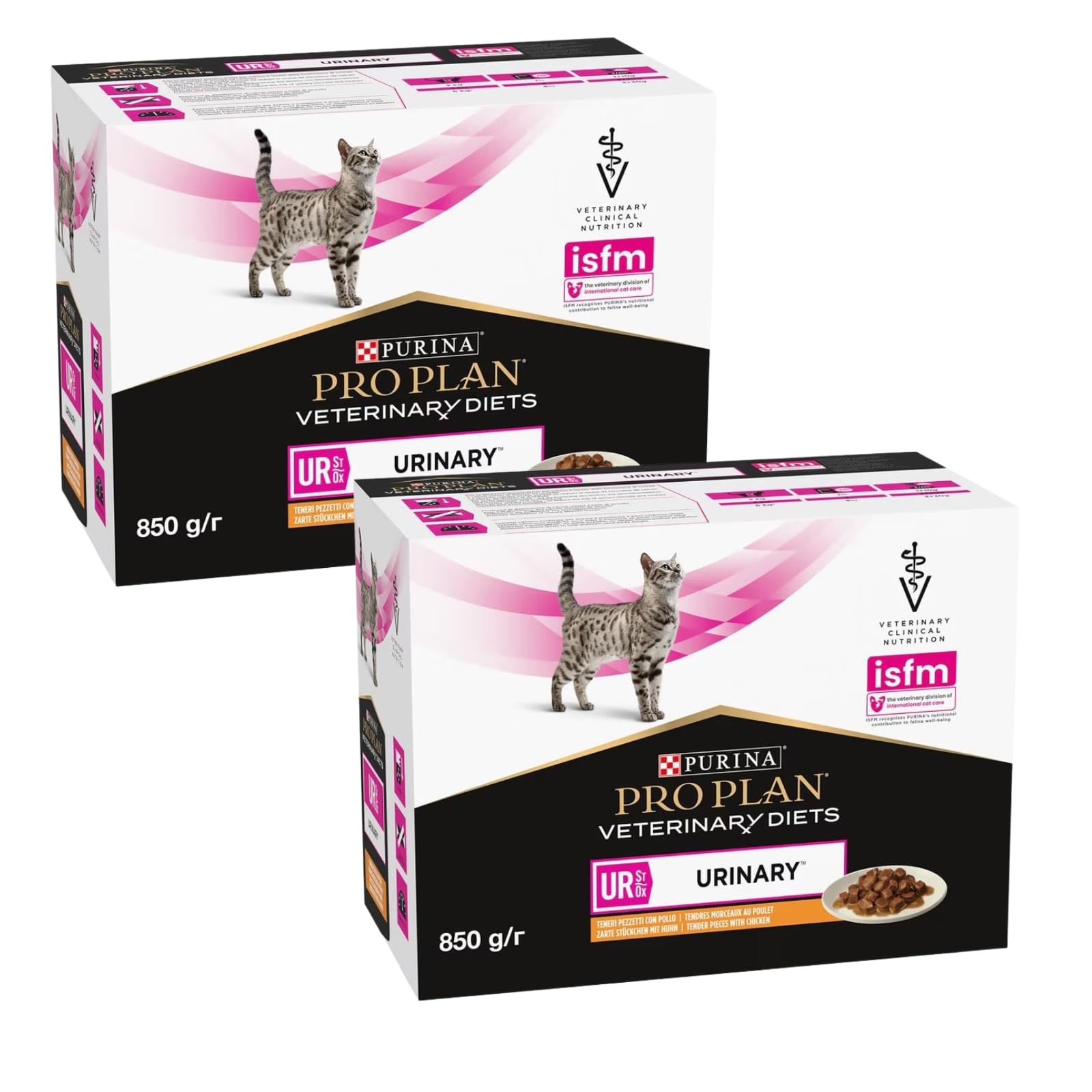 Purina PRO PLAN Dietas Veterinarias UR St/Ox Urinary Pollo | Paquete Doble | 2 x 10 x 85 g | Alimento Completo Dietético para Gatos | para Apoyo del Tracto Urinario