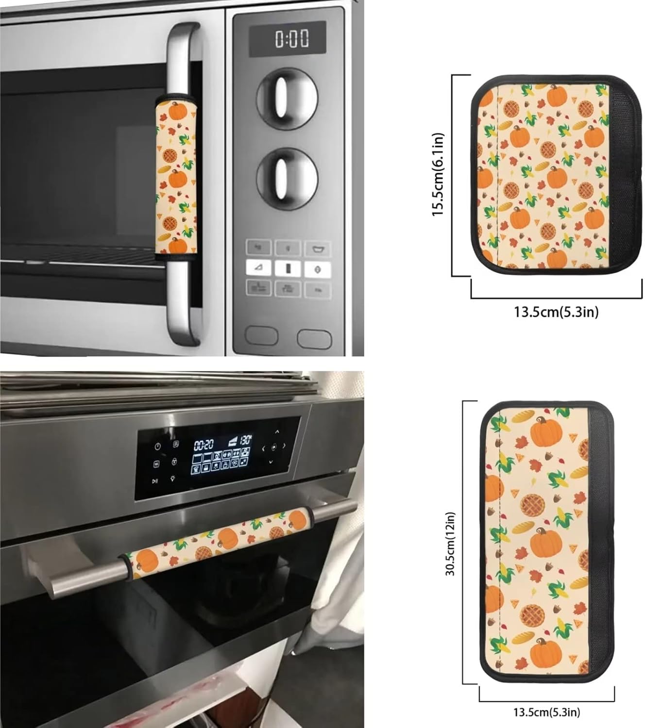 8 PCS Fall Refrigerator Door Handle Covers Thanksgiving Pumpkin Refrigerator Handle Covers,Kitchen Appliance Decor for Microwave Oven Dishwasher