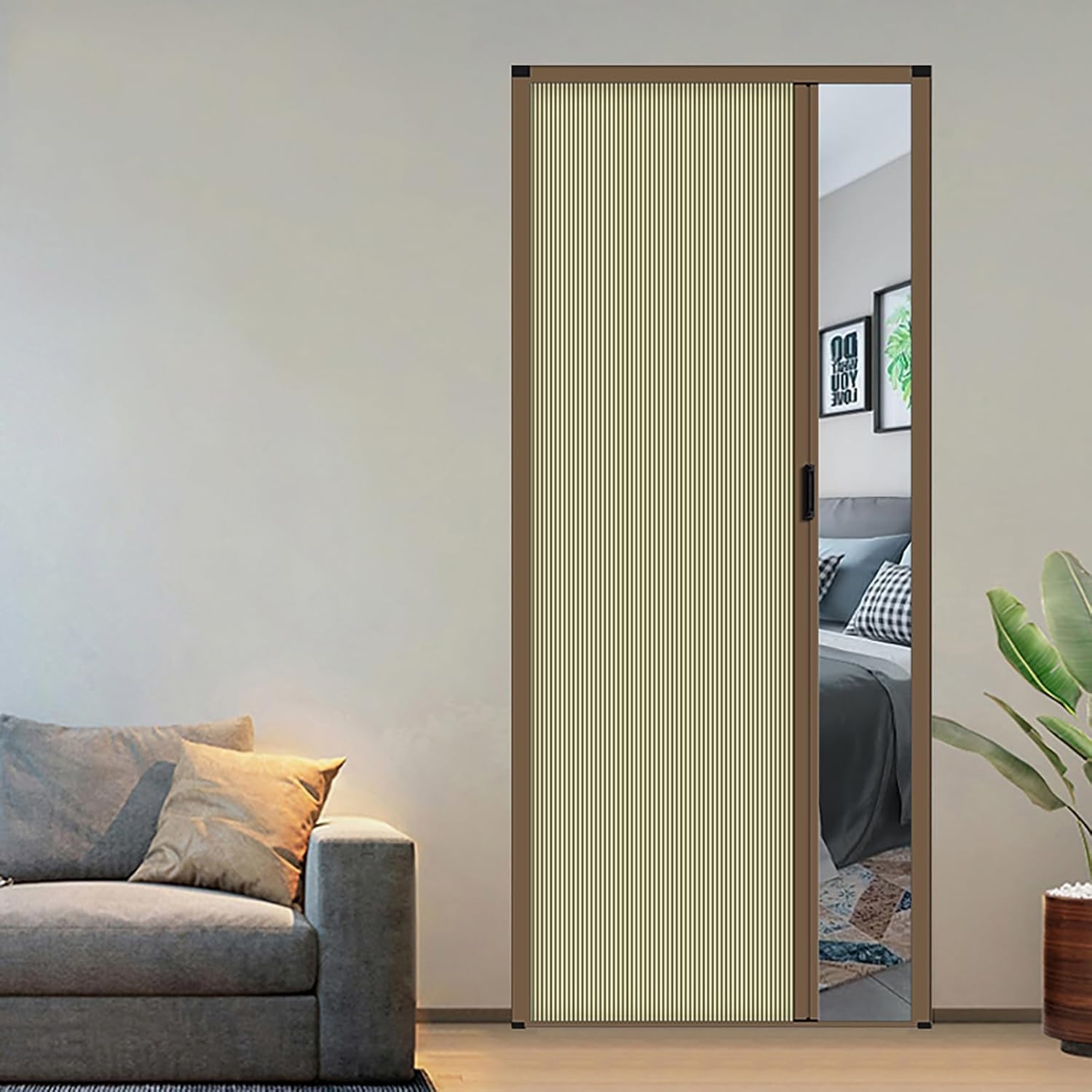 Nevthar Concertina Door Accordion Doors for Doorway Blackout,Closet Sliding Internal Folding Accordion,60~210CM Widths,for Kitchen Bathroom Large Open Room,W/Upper Lower Track, Sliding Shutter