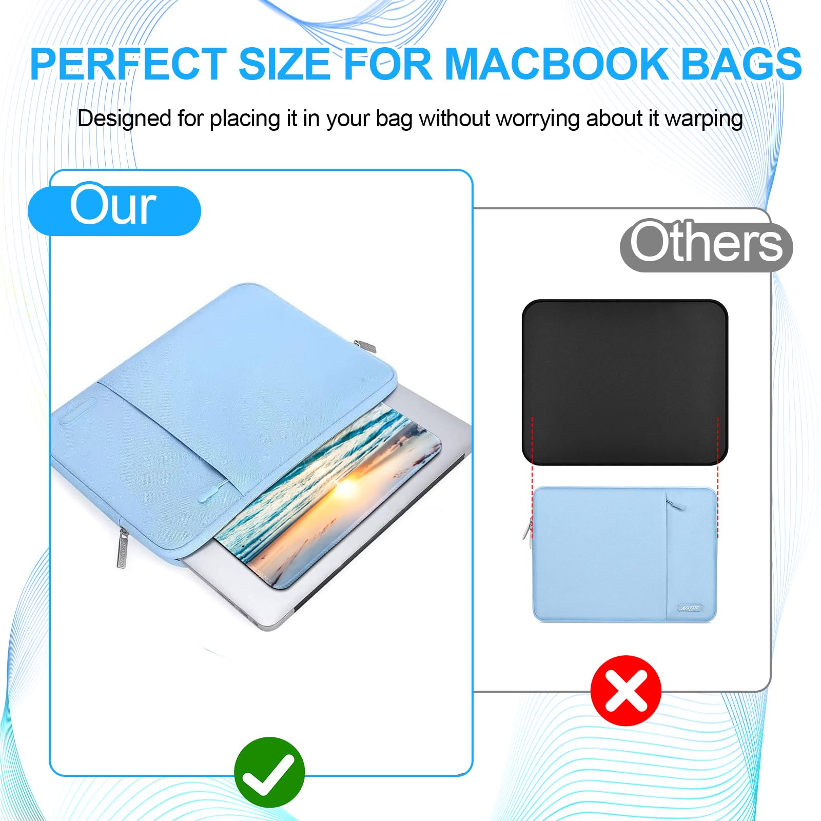 Lot de 3 petits tapis de souris carrés pour souris sans fil, tapis de souris pour ordinateur de bureau, ordinateur portable avec base en caoutchouc antidérapant (mer)