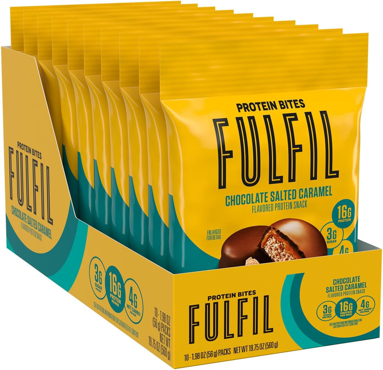 FULFIL Chocolate Salted Caramel Flavored Protein Bites Bags, 1.98 oz (10 Count)