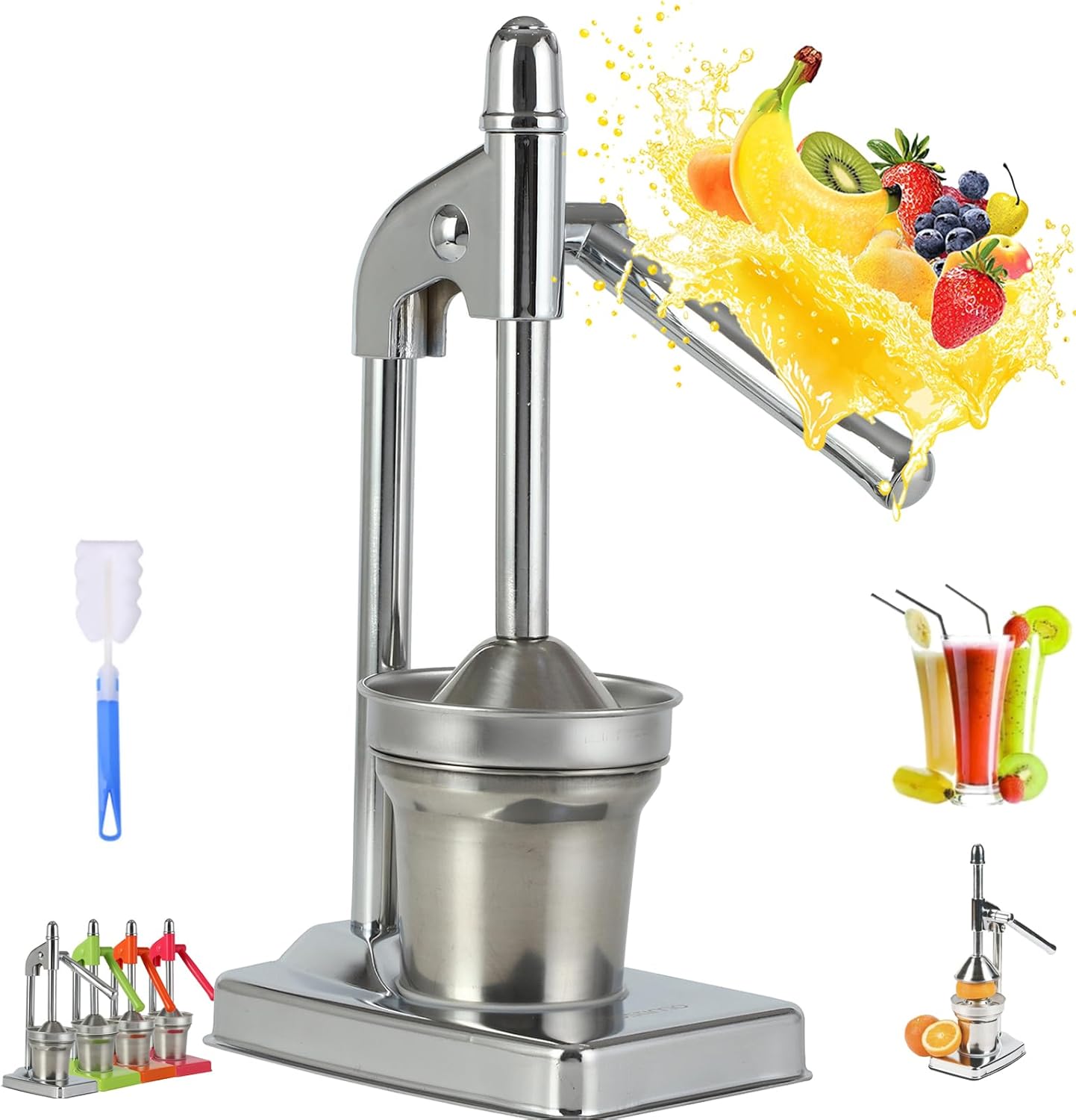 Cast Iron Juicer Hand Press, Cast Iron Juicer, Effective Stainless Steel Manual Juice, Heavy Duty Hand Press Juice Extractor for Fresh Lemonade Orange, Easy to Use, Home and Kitchen Essentials