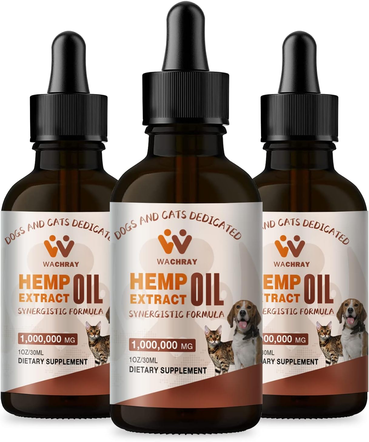 WACHRAY - (3 Pack Hemp Oil for Dogs and Cats - Pets Hemp Calming Drops for Anxiety Sleep Pain Inflammation Arthritis Allergies -…