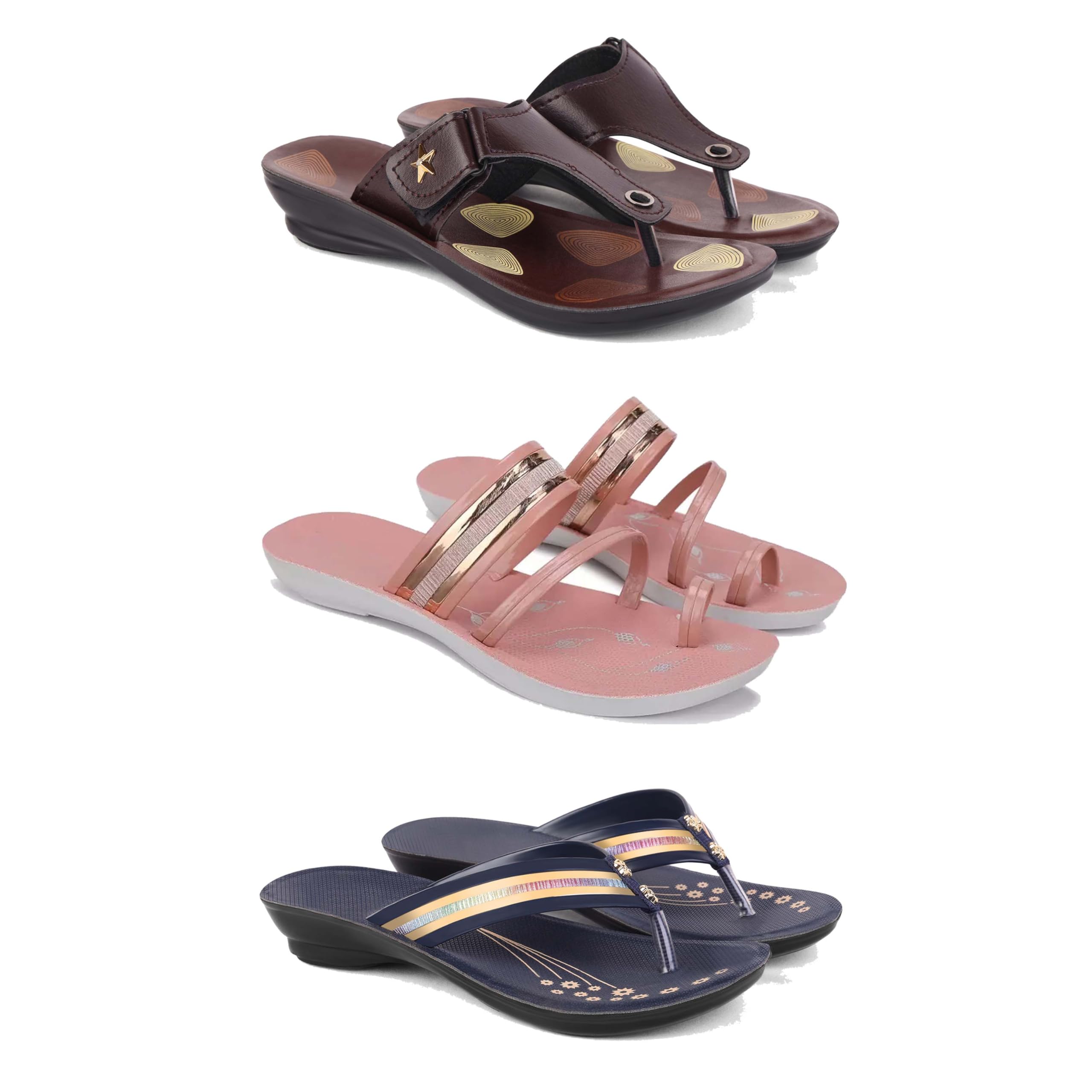 Women's Sandals | Lightweight Wear| Stylish & Easy to Wear For Women'S GR-SAN-(3-COMBO)-1963-1944-1957-picture-29