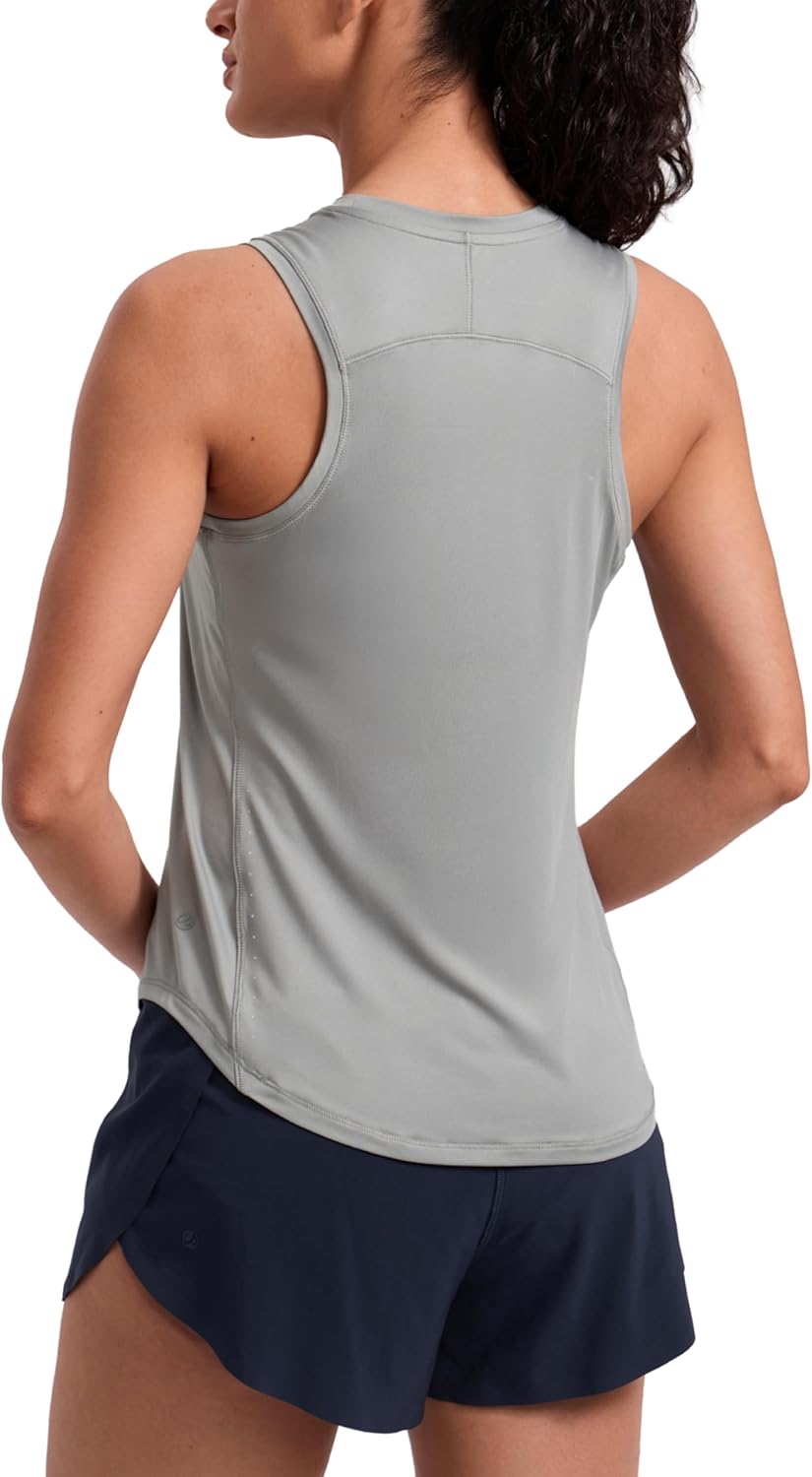 CRZ YOGA Lightweight Workout Tank Tops for Women - Athletic Running Sleeveless Shirts Racerback High Neck T-Shirt
