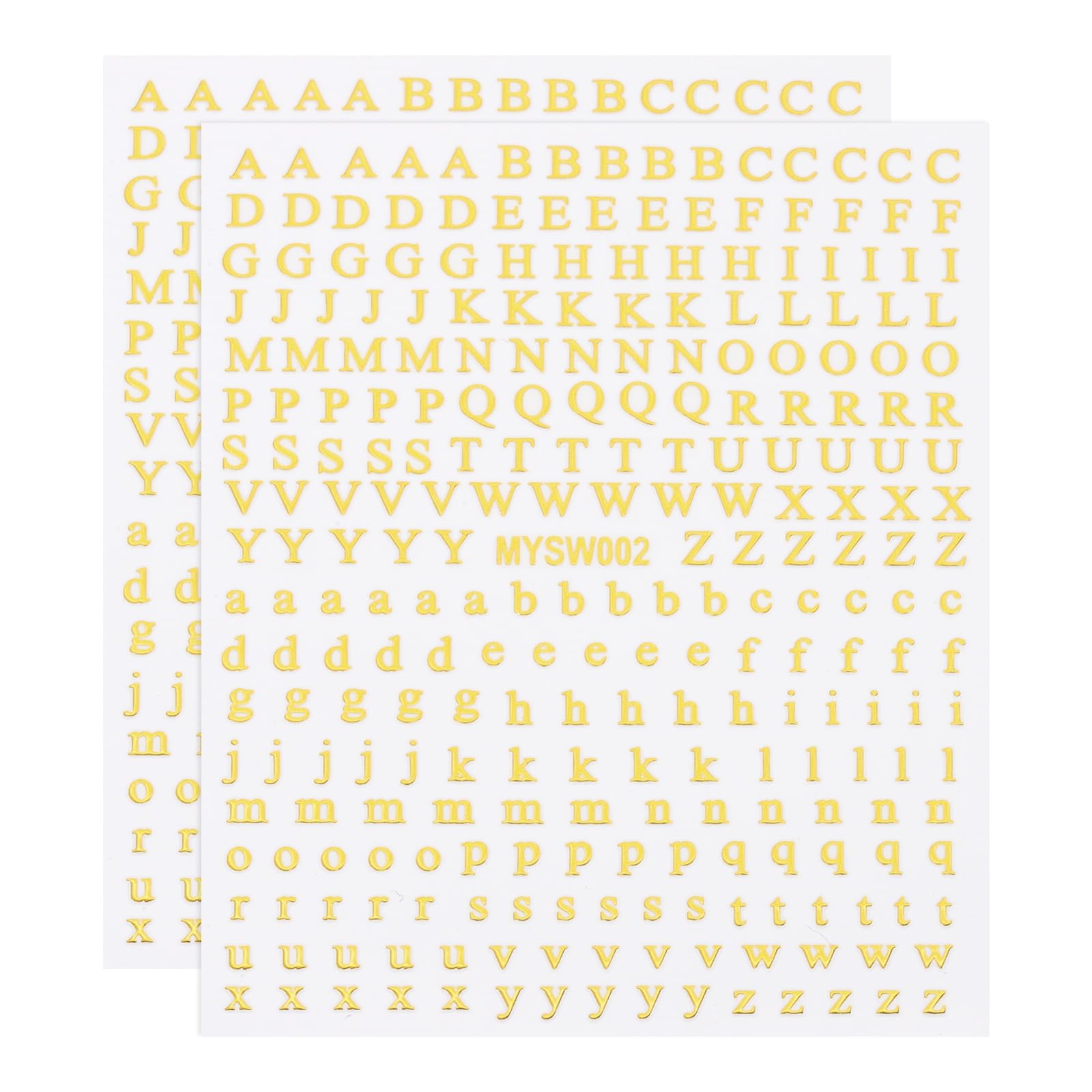 PATIKIL Letter Nail Stickers, 2 Sheet 3D Self-Adhesive English Letter Nail Decals Small Alphabet Art Sticker Metallic Fluorescence Design Manicure for Women DIY Decor, Gold