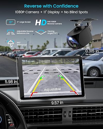 Miniatura 8 de Pantalla inalámbrica extra grande de 11 pulgadas para Apple CarPlay para automóvil, pantalla táctil ultradelgada de 0.16 pulgadas con Android Auto,