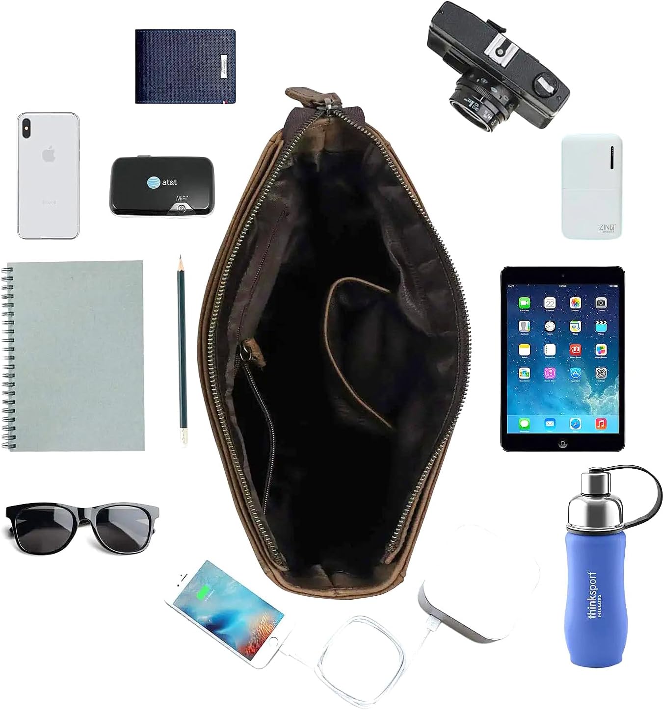 Buffalo Leather Messenger Bag – Small Full Grain Crossbody Satchel for Men and Women, Handmade Rustic Shoulder Laptop Bag, Gift for Him or Her - Image 5