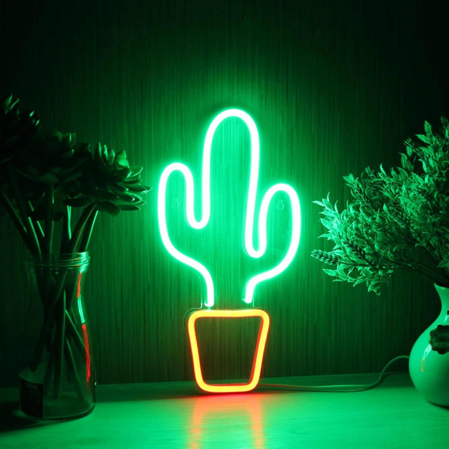 ADVPRO Green Cactus Flex Silicone LED Neon Sign - Green & Pink - st16s32-fnu0035-gk