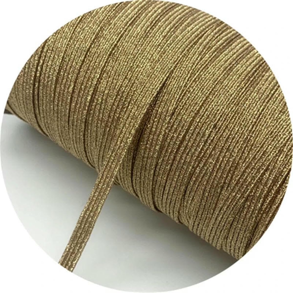 Lote de 5 yardas de cinta elástica con purpurina de 6 mm para costura, banda elástica para cintura, cuerda elástica, cordón DIY, 36-135 yardas, 1 rollo
