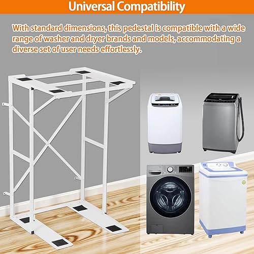 Miniatura 7 de Universal Soporte de apilamiento para lavadora y secadora, soporte resistente de acero al carbono, soporte premium para lavadora y secadora