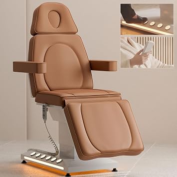 Icoget Electric Massage Table, Adjustable Spa Bed for Professional Salon | 0-90 Recline, LED Light, Hand/Foot Control, Waterproof Faux Leather, 550lbs Load Capacity, Comfortable Ergonomic Cushion