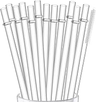 Vista 9 de ALINK Paquete de 12 popotes transparentes reutilizables de plástico duro, popotes de 10.5 pulgadas de largo para vasos Stanley, YETI, Starbucks