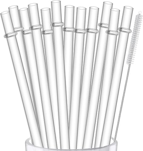 ALINK 12-Pack Reusable Plastic Clear Straws, 13 inch Extra Long Tumbler Straws for Stanley Cups, 1 Gallon, 64 oz 40 oz 32 oz Water Bottles, Plus