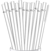 ALINK 12-Pack Reusable Plastic Clear Straws, 13 inch Extra Long Tumbler Straws for Stanley Cups, 1 Gallon, 64 oz 40 oz 32 oz Water Bottles, Plus Cleaning Brush