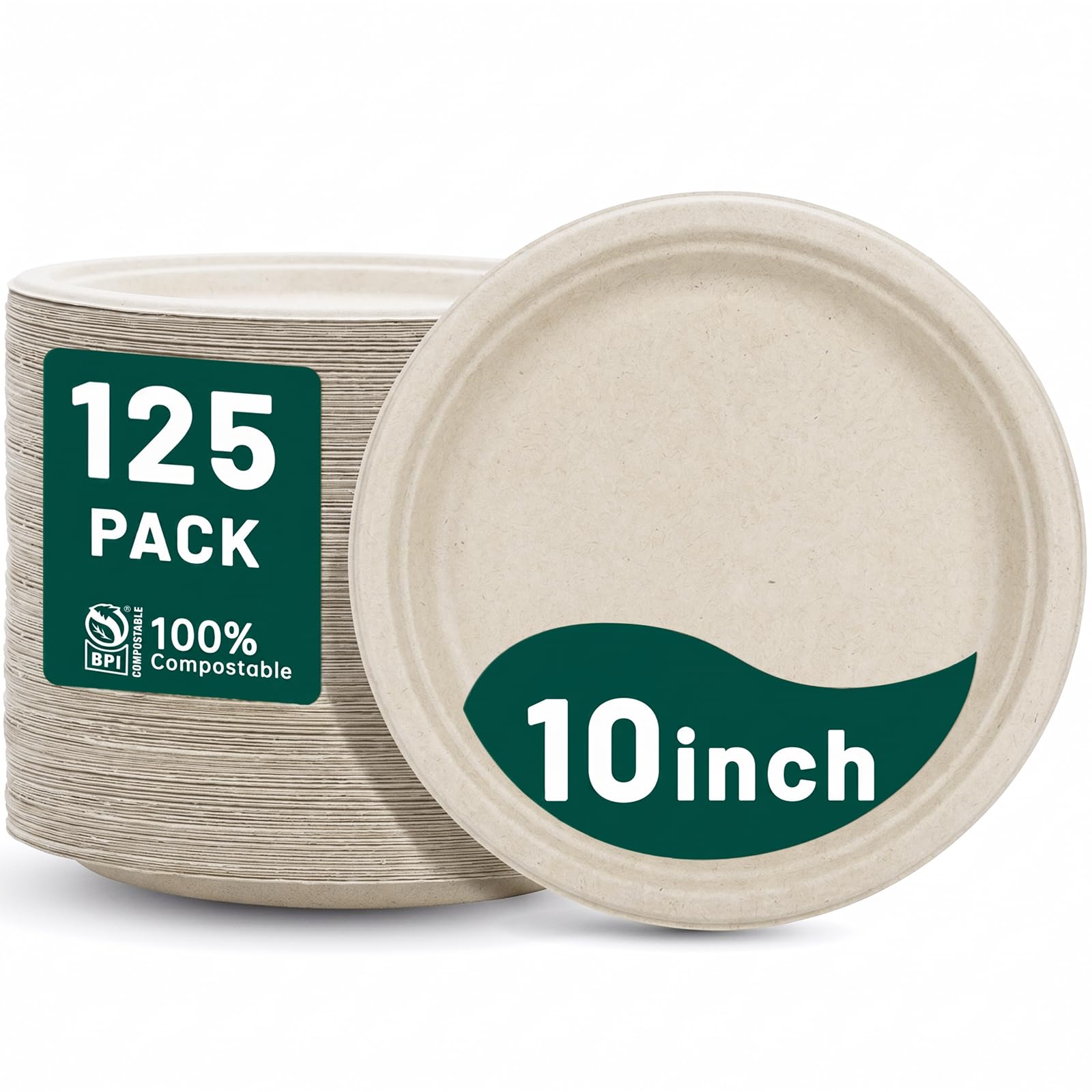 Compostable Paper Plates - 125 Pack -10