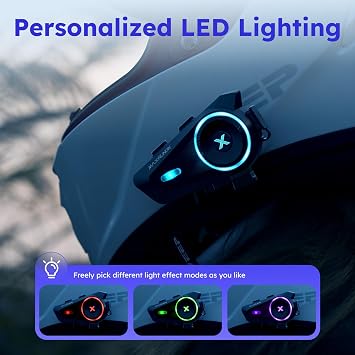 Helmet Bluetooth Headset With Smart Voice Control, 4 Riders Motorcycle Intercom, Bluetooth 5.4 with Audio Multitasking/Universal Pairing/Radio/IPX7 Waterproof for Snowmobile/ATV, Double Pack