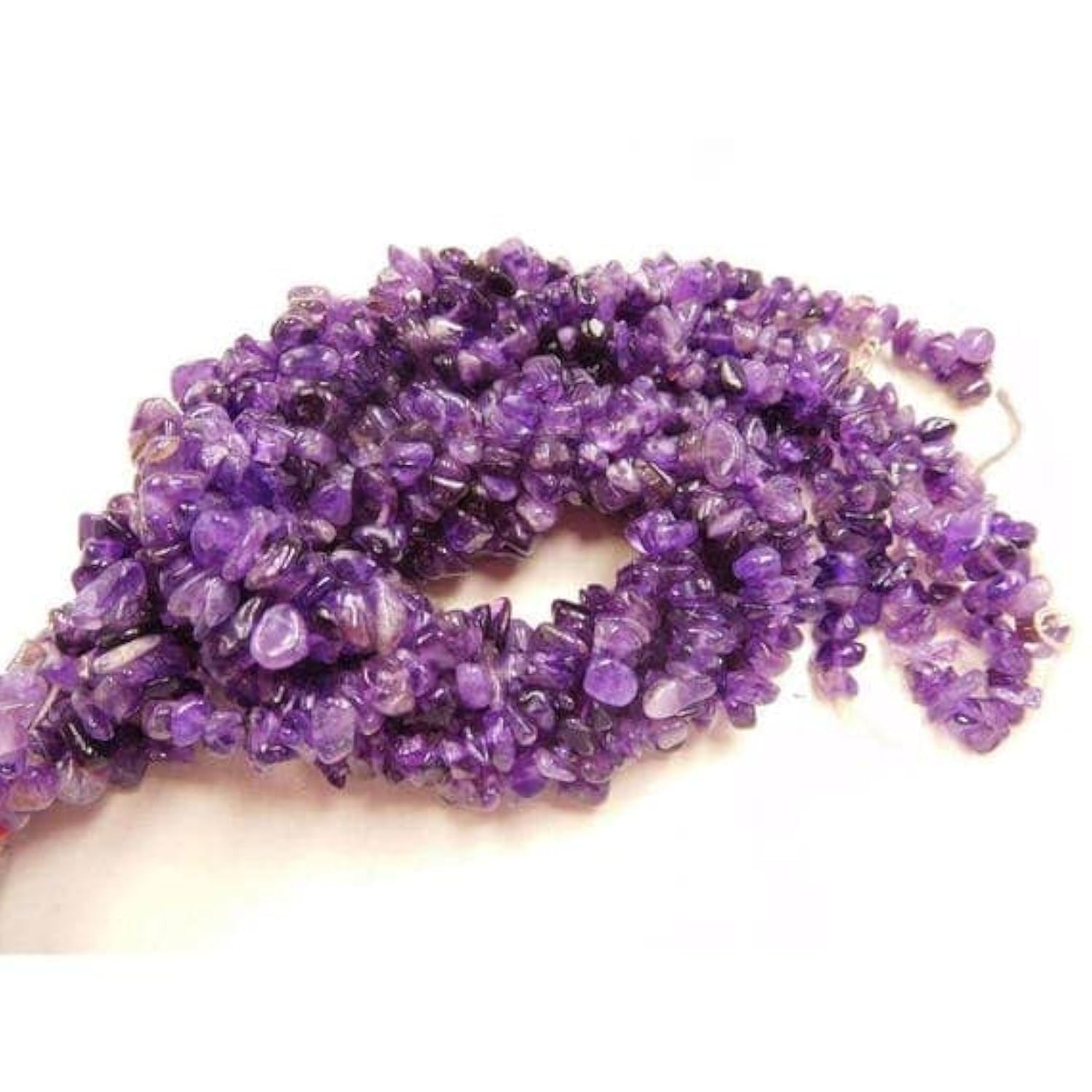 Perles améthyste éclats lisses 13" pour créer vos bijoux de lithothérapie
