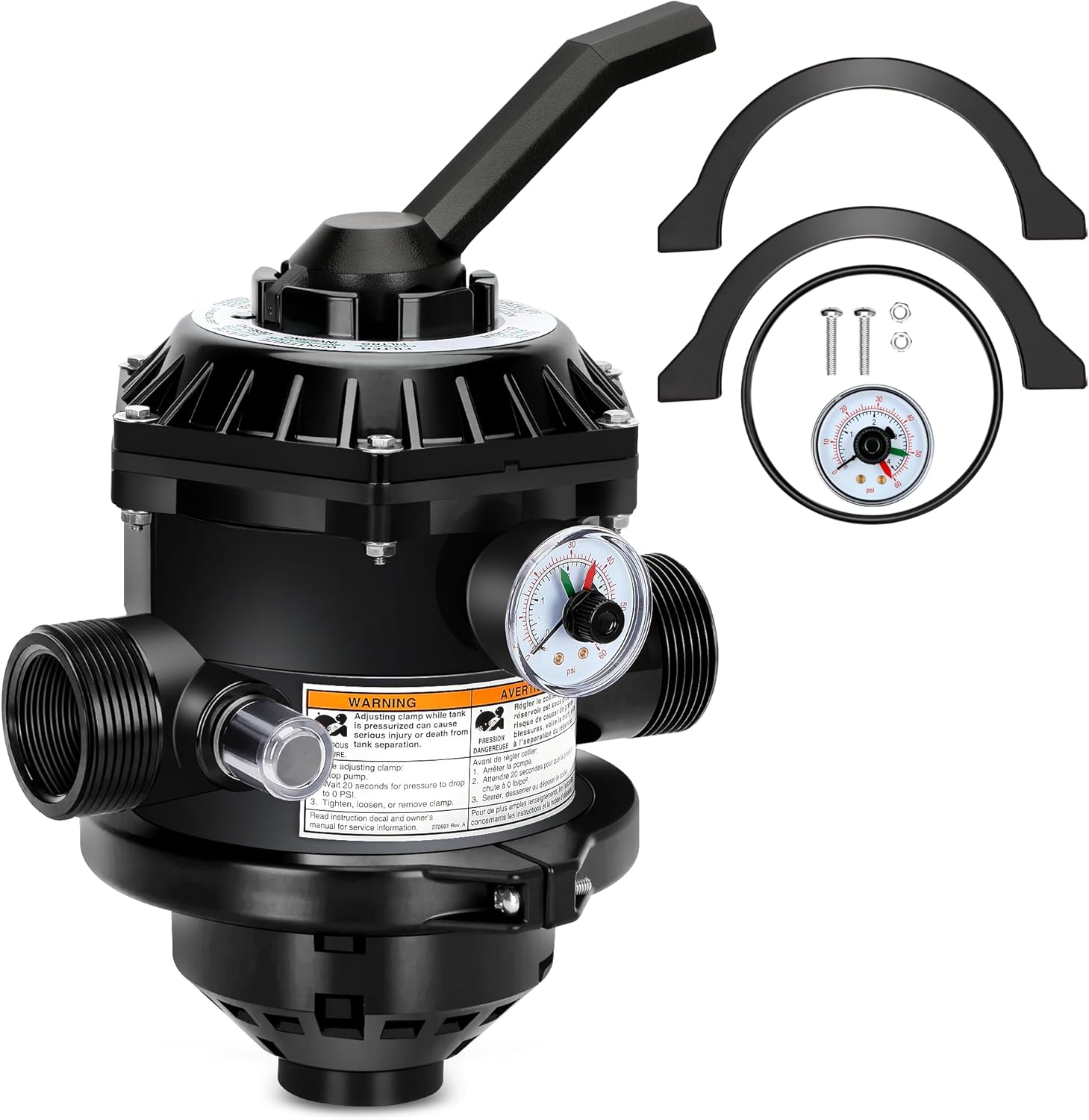 262506 Multiport Valve Compatible with pentair Sand Dollar/Tagelus/Starbright Pool and Spa Sand Filters, 1-1/2-Inch 6-Way Clamp Style Valve Replace 262506 262504