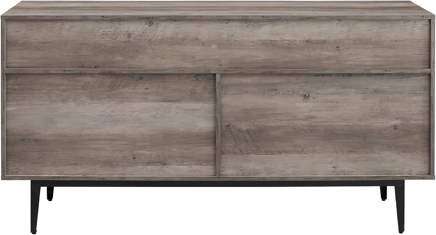 Walker Edison Modern Farmhouse 4 Drawer Wood Buffet Sideboard-Entryway Serving Storage Cabinet Doors-Dining Room Console, 60 Inch, Grey Wash
