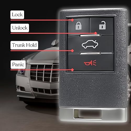 Miniatura 4 de Boxonly Llavero remoto de repuesto para automóvil OUC6000066 315MHz 4 botones para Cadillac STS DTS 2008 2009 2010 2011, para Cadillac CTS 2008 2009
