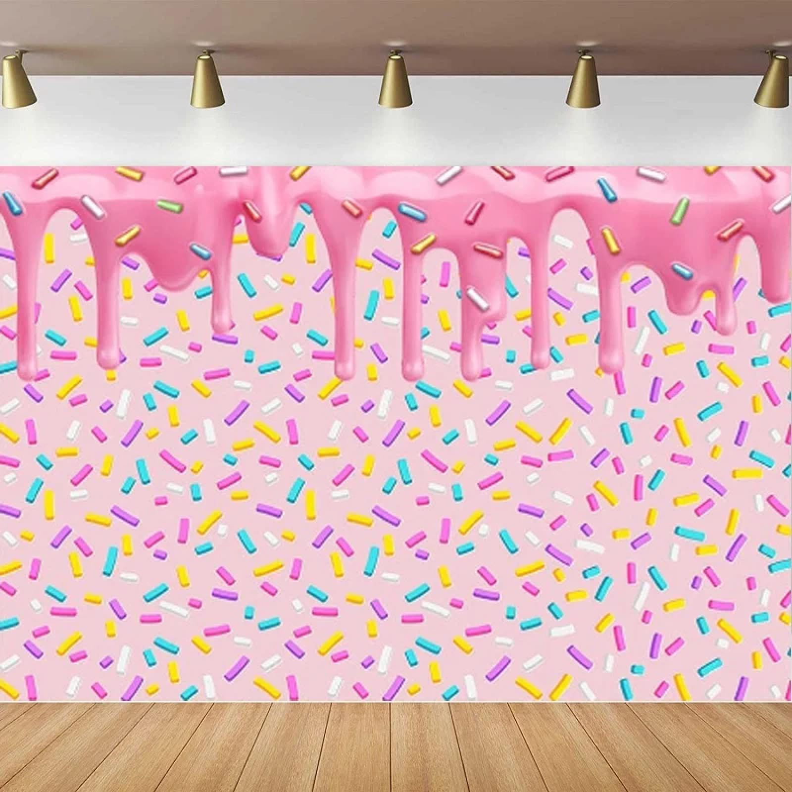 Dziewczyna pączek dorastająca fotografia tło kapiący kremowy kolorowe konfetti tło Happy Birthday Party Decor baner