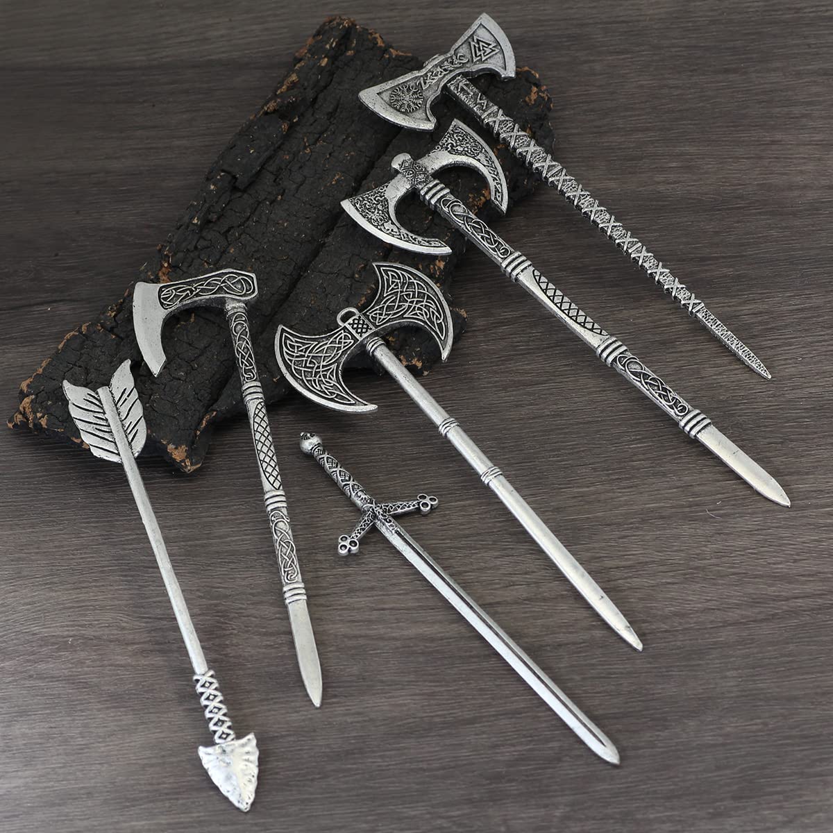 GuoShuang Celtic Hair Accessories - 6 pcs Viking Hair Sticks and Clips, Unique Nordic Gift for Women image 3