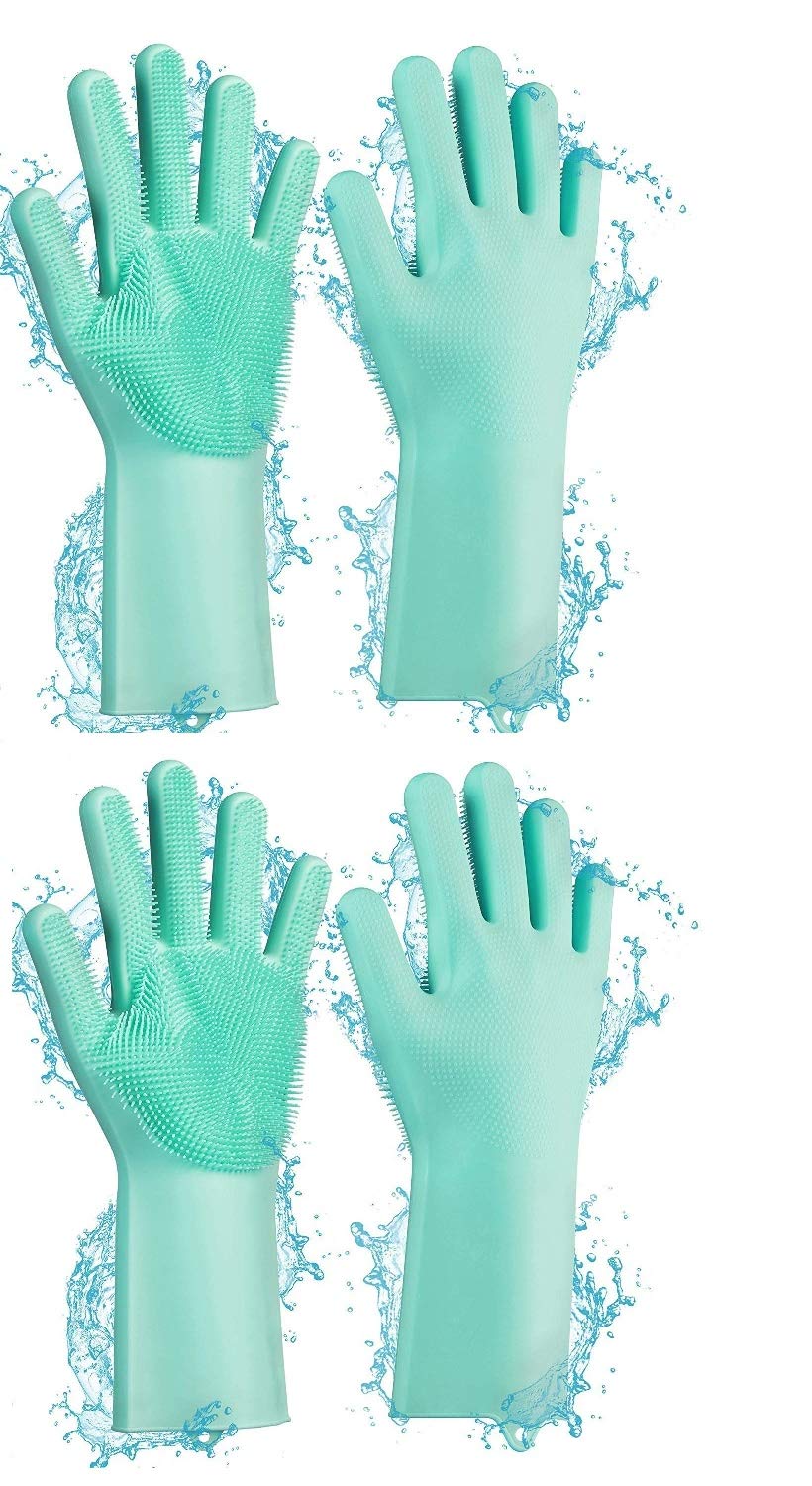 iGADG Magic Silicone Reusable Scrubbing Cleaning Gloves for Dish Washing and Pet Grooming | 2 Sets | Random Color (B08J3KR171) Amazon Price History, Amazon Price Tracker