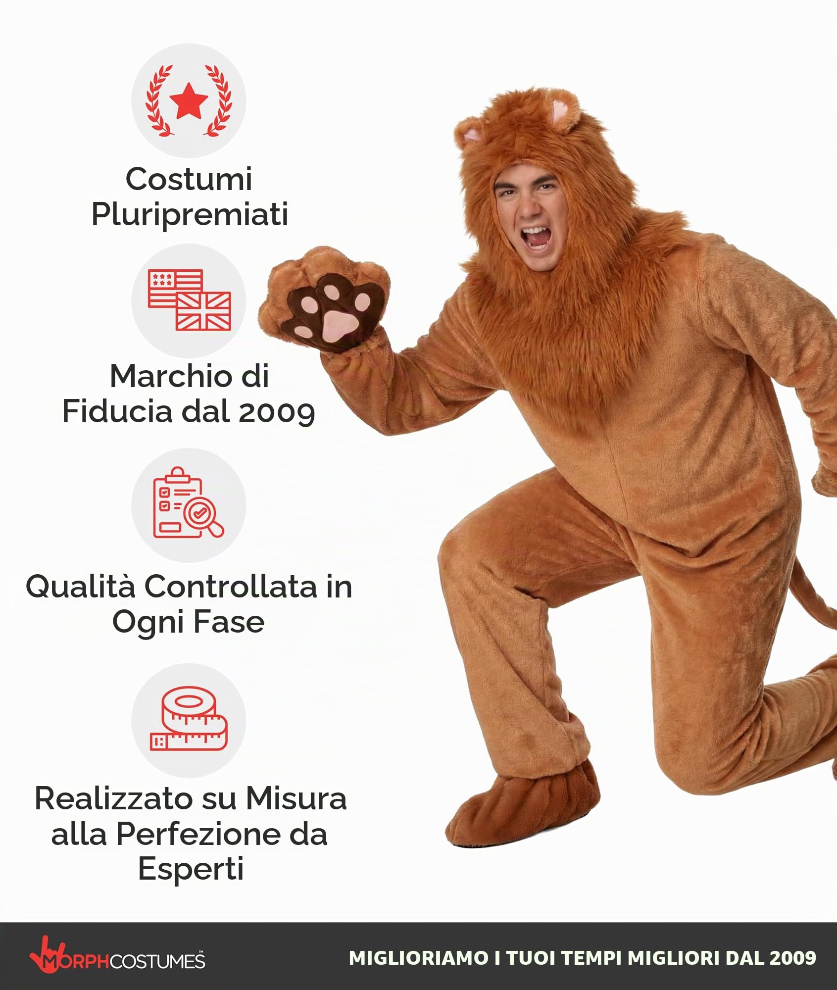 Morph Costume Leone Adulto, Costume Halloween Adulto