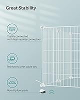 Vista 6 de SONGMICS Corralito para mascotas, jaula de animales pequeños, valla para mascotas con bridas para cables, recinto de metal para conejillos