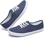 TUOPIN Womens White Canvas Sneakers Low Top Lace-up Canvas Shoes Lightweight Casual Tennis Shoes…