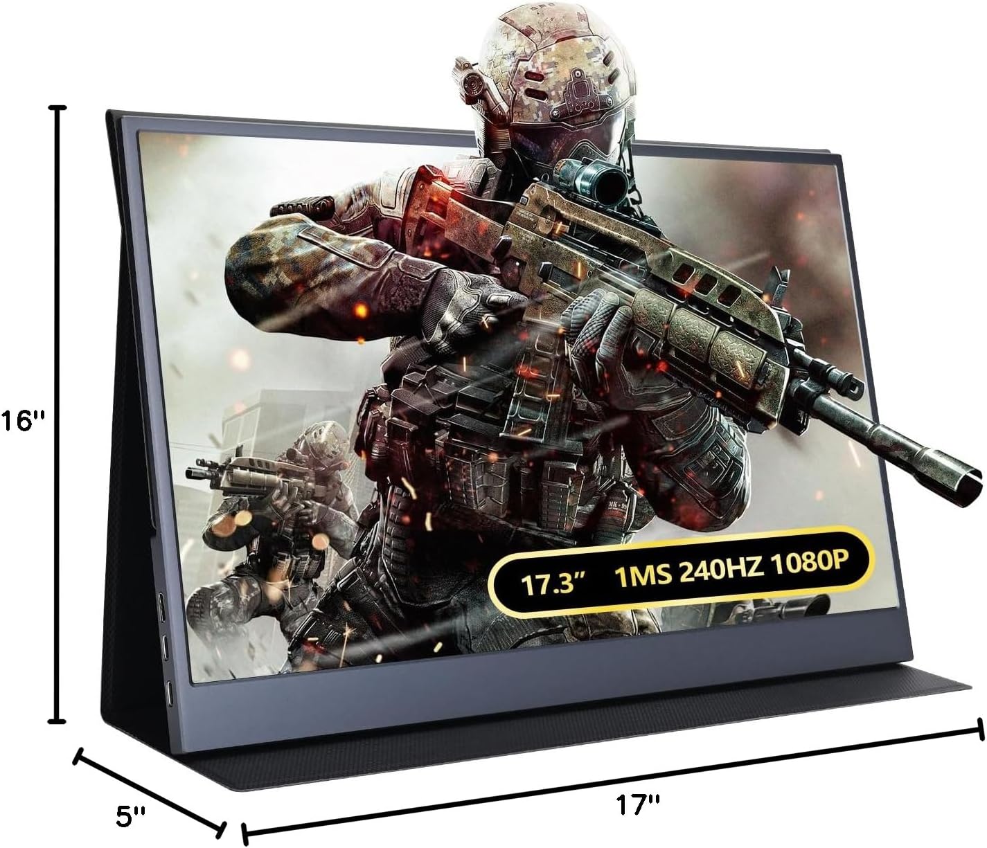 G-STORY 17.3 Portable Monitor 240Hz Laptop Monitor Stereo Speakers, 1ms, IPS Second Screen FreeSync 1080P, HDMI, for PS5 for Xbox Series x/s NS
