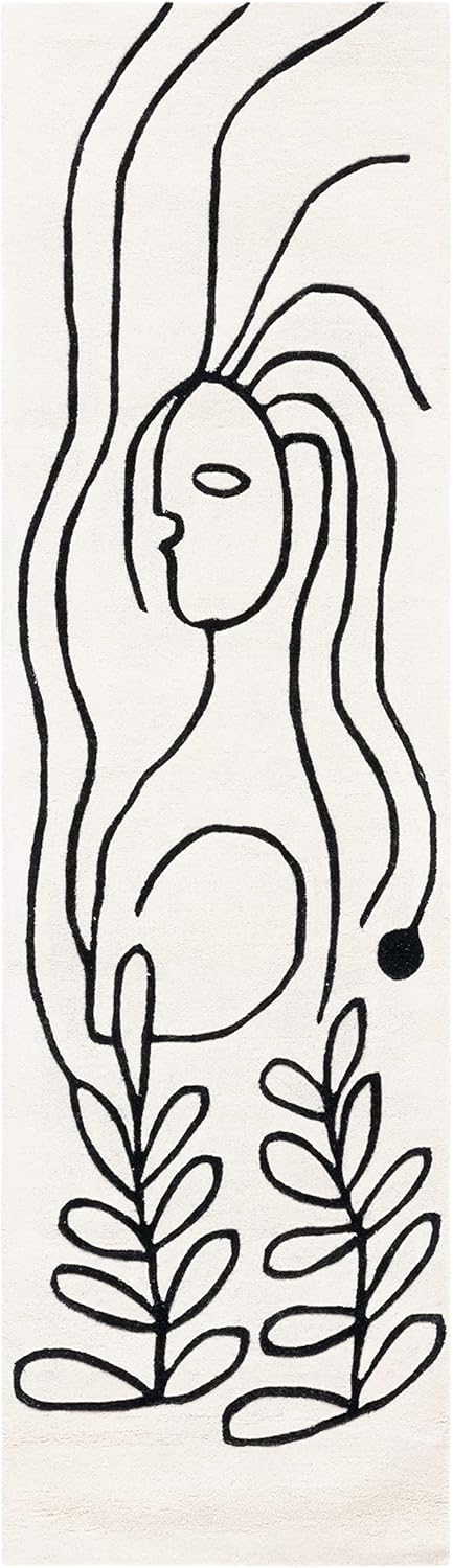 SAFAVIEH Fifth Avenue Collection Runner Rug - 2'3" x 8', Ivory & Black, Handmade Mid-Century Modern Wool, Ideal for High Traffic Areas in Living Room, Bedroom (FTV111A)