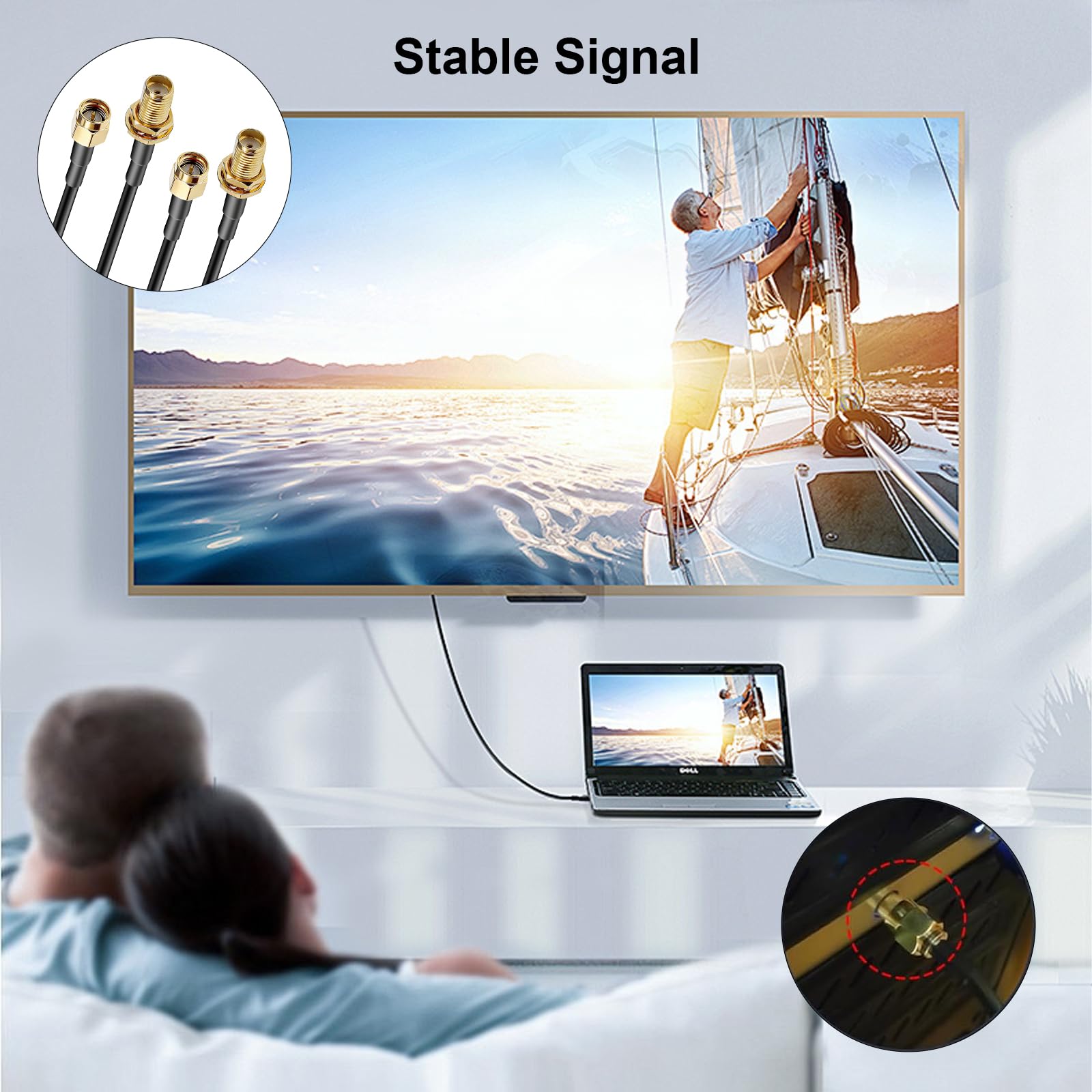 HENGBIRD Kabel przedłużający SMA, kabel antenowy RG174, kabel koncentryczny, antena Wi-Fi, wtyczka SMA do gniazda SMA, do routera modemu 4G LTE 5G, WiFi, GPS, SDR, kamera cofania 3 m