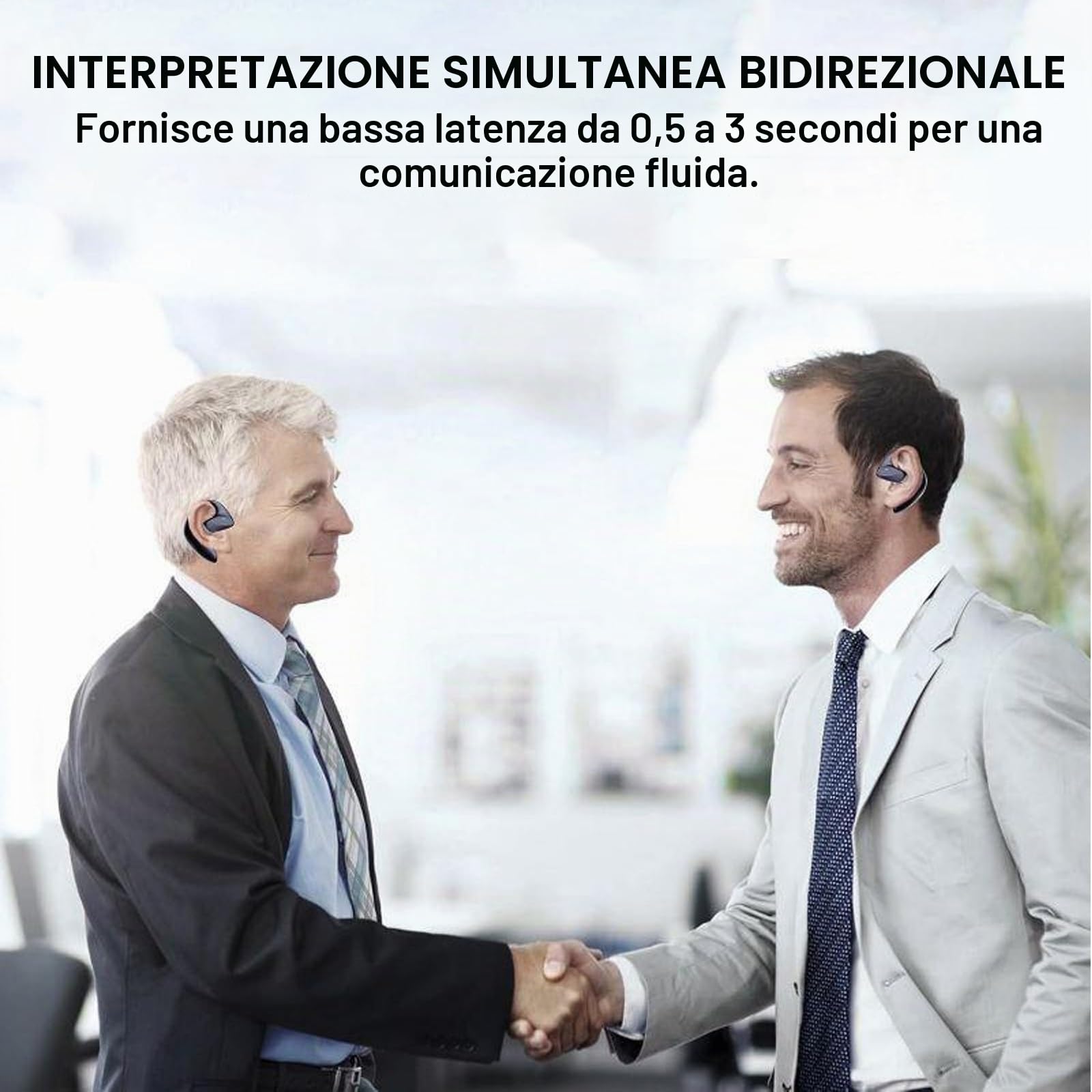 Meacode Traduttore, Meacode Ai Translation Earbuds, Cuffie Traduzione Simultanea, Auricolari Traduttore Simultaneo, 144 Lingue, Funzione Offline, Ideali Per Viaggi/Affari/Apprendimento(Nero)