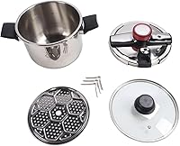 Vista 6 de Stainless Steel Pressure Cooker, 80KPA 6L Pressure Canner with Safety Valve Universal Rotary Pressure Cooking Pot for Gas Stoves, Induction Stoves