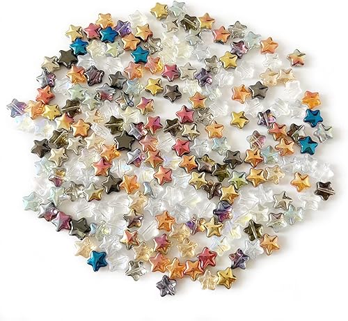 Alrededor de 200 cuentas de estrella de 0.315 pulgadas (0.315 in), cuentas espaciadoras de estrellas de cristal de colores surtidos para hacer