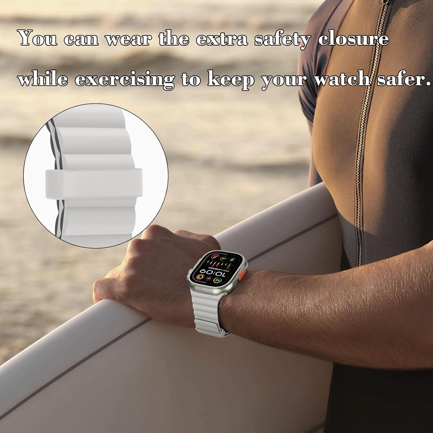 HITZEE Double Sided Reversible Magnetic Band Compatible with Apple Watch Band 49/46(S10)/45/44/42, Soft Silicone Magnetic Band for iWatch Ultra 3/2/1 SE3-1 Series 11 10 9 8 7 6-1, Beige/Grey