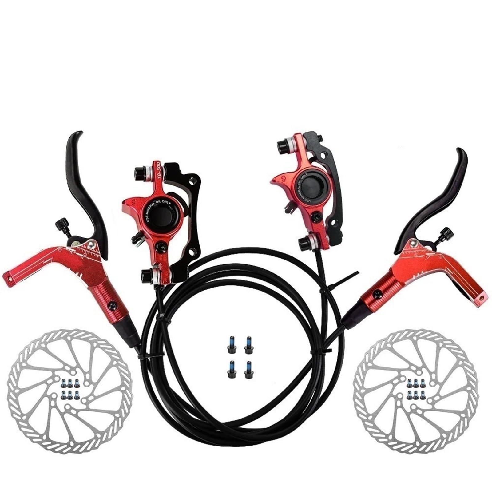 rower tylny bęben hamulcowy Rower MTB hydrauliczny hamulec tarczowy 160mm wirniki zacisk olejowy płyta przedni tylny zacisk górski 22.2mm uchwyt słupek tylny bęben hamulcowy(Red-LFRR-160mm)