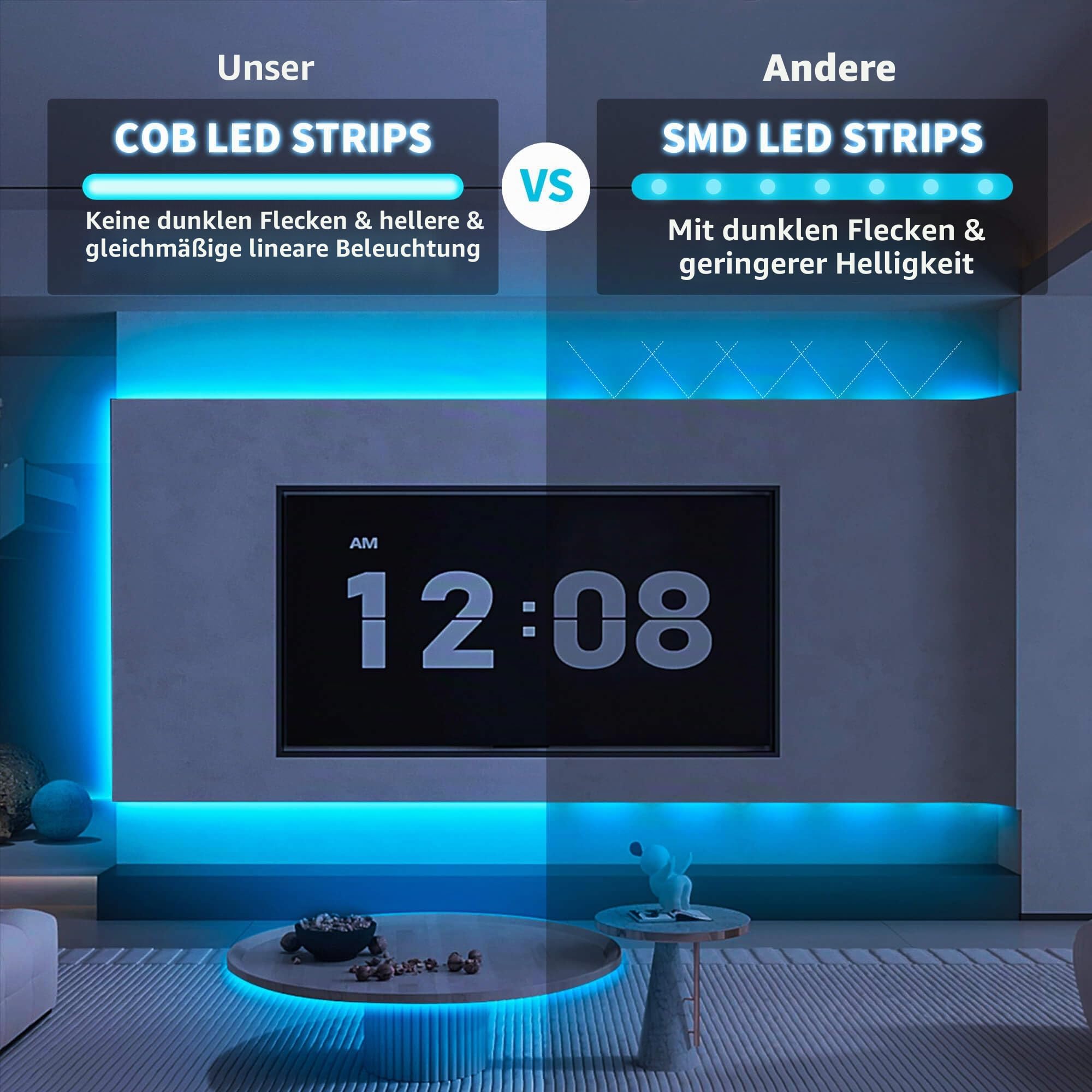 DC24V COB RGB LED Streifen,10m/Rolle Lichtstreifen für Ambientebeleuchtung