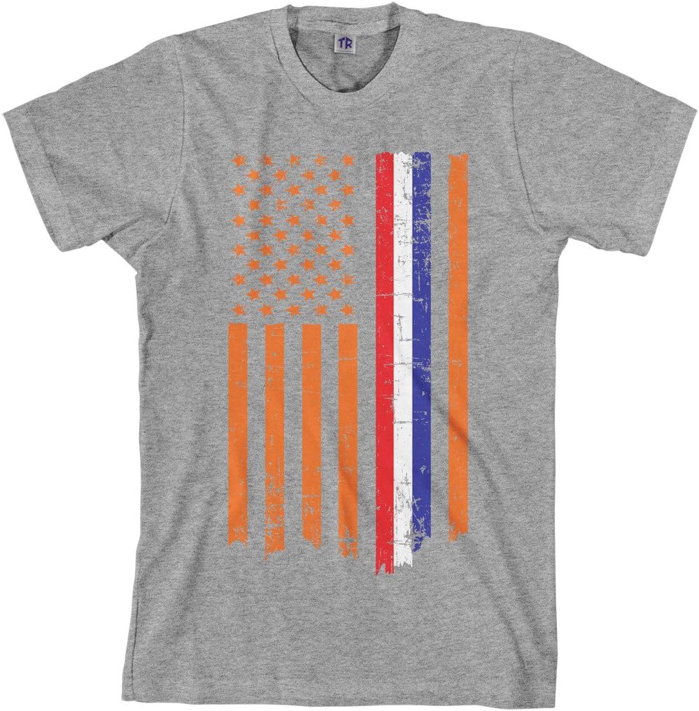 Threadrock Men's Netherlands USA Dutch American Flag T-Shirt