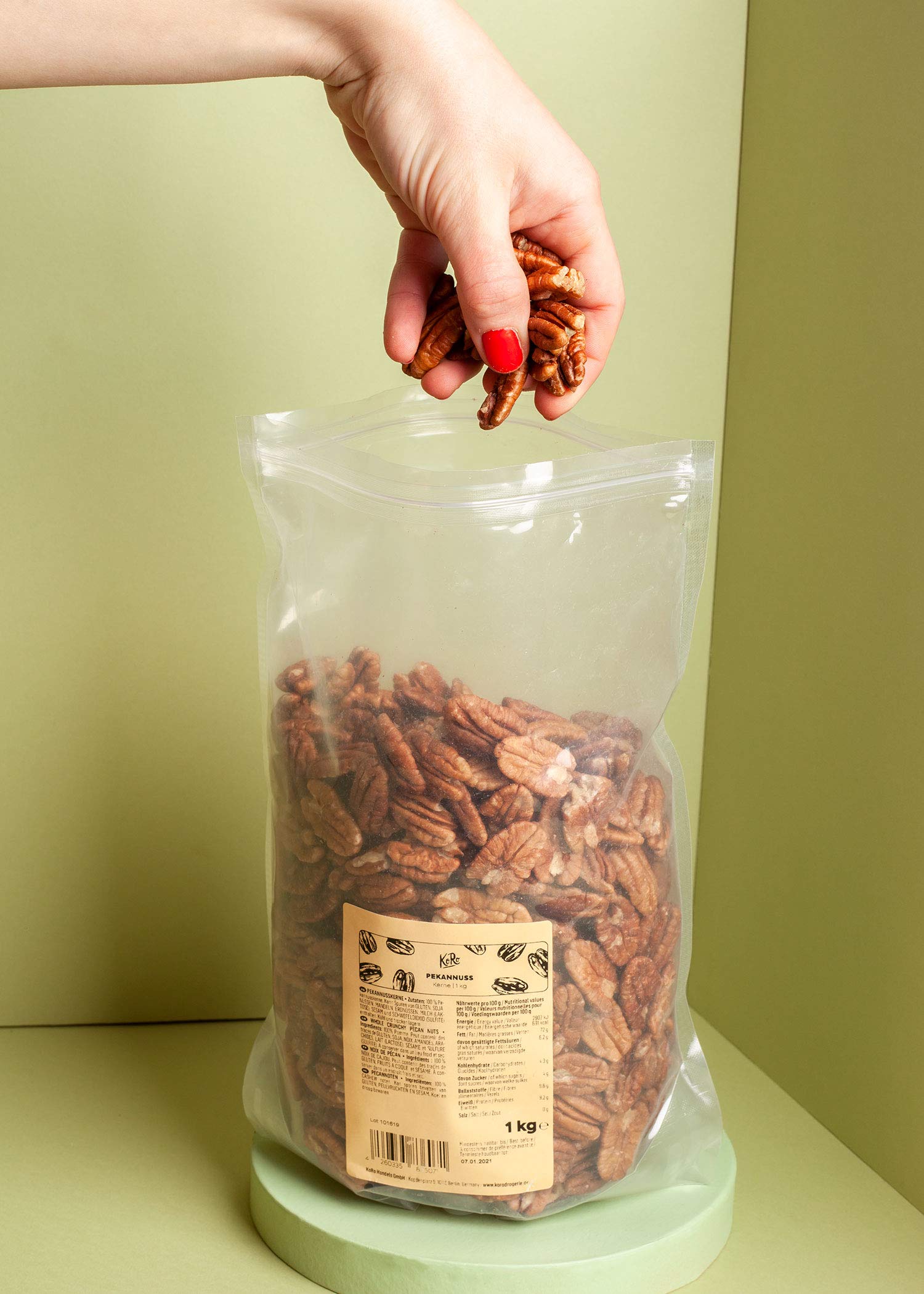 KoRo - Pekannusskerne 1kg - Naturbelassene Pekannüsse in der Vorteilspackung