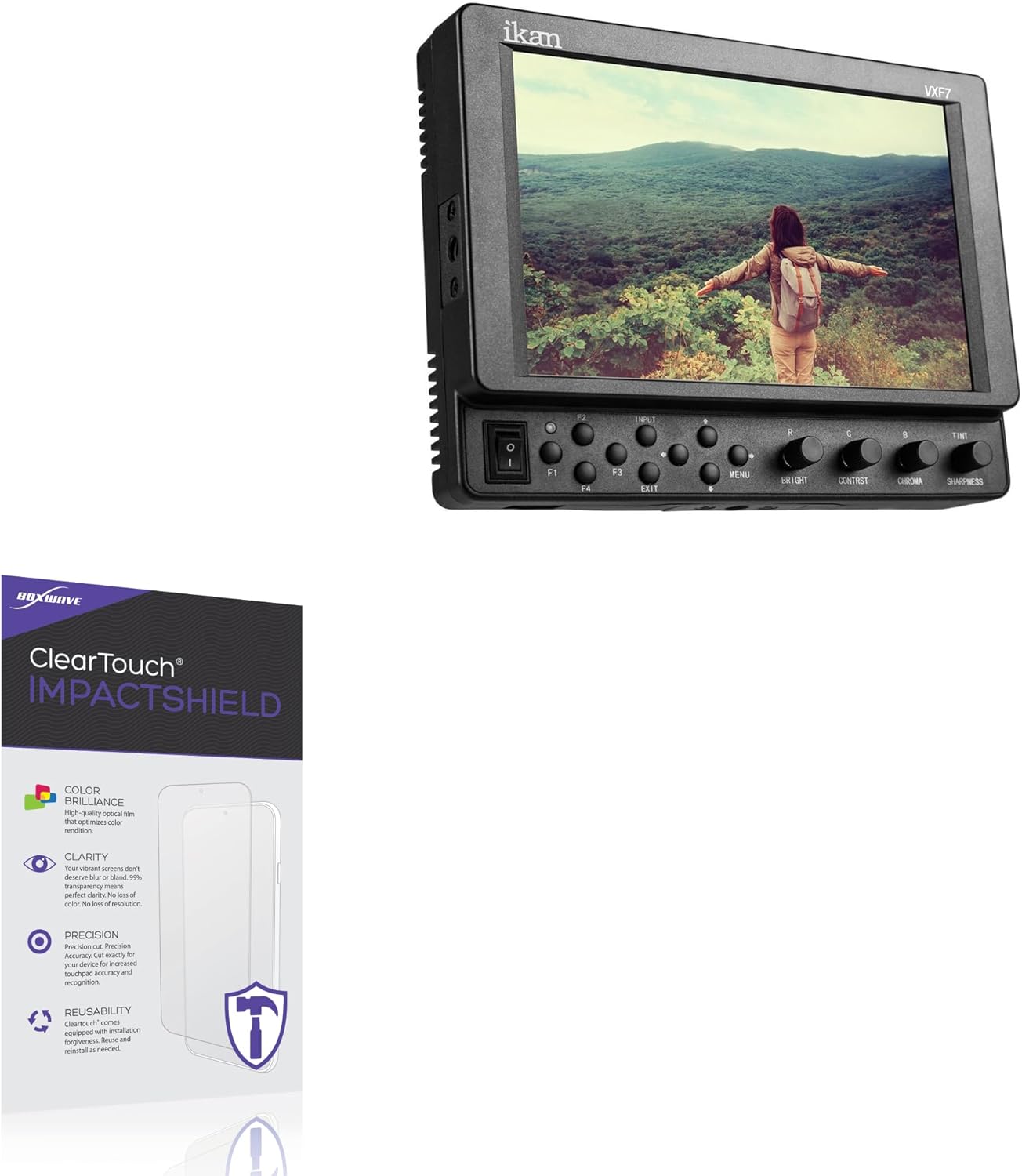 BoxWave Screen Protector Compatible With Ikan VXF7 - ClearTouch ImpactShield (2-Pack), Impenetrable Screen Protector Flexible Film