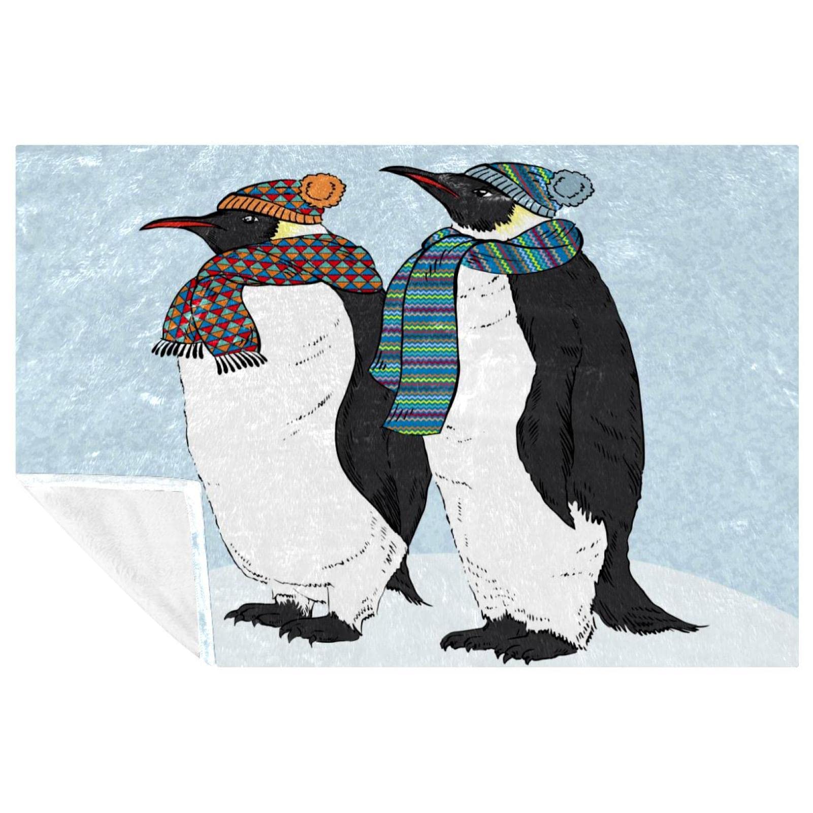 Couverture douce et chaude pingouins 150x100 cm pour lit et canapé