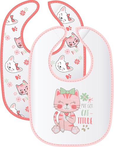 Squiggle Cats Jersey Bibs for 0-36 Months Babies (Pack of 2)