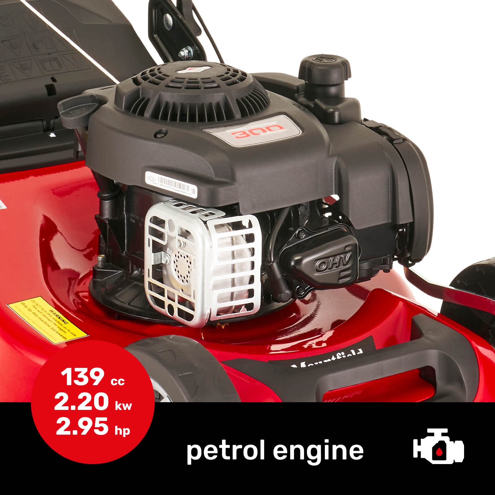 Mountfield Cortacésped de propulsión Manual, Modelo HP185, Rojo y Gris, artículo 2L0481043/MC