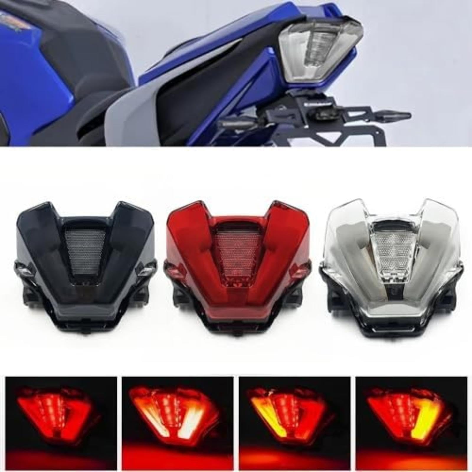 Fanale posteriore, per moto Fz07 e Mt-07 2018-2023; indicatori di direzione integrati con fanale posteriore e luce di stop Luce di indicatore di direzione per bicicletta (Red) Luce (Red)